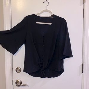 black flair sleeve blouse